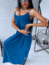 Long dress with crossed straps - dark turquoise